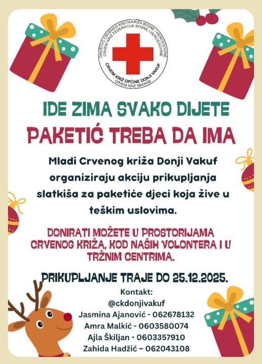 Crveni križ Donji Vakuf – Ide zima svako dijete paketić treba da ima
