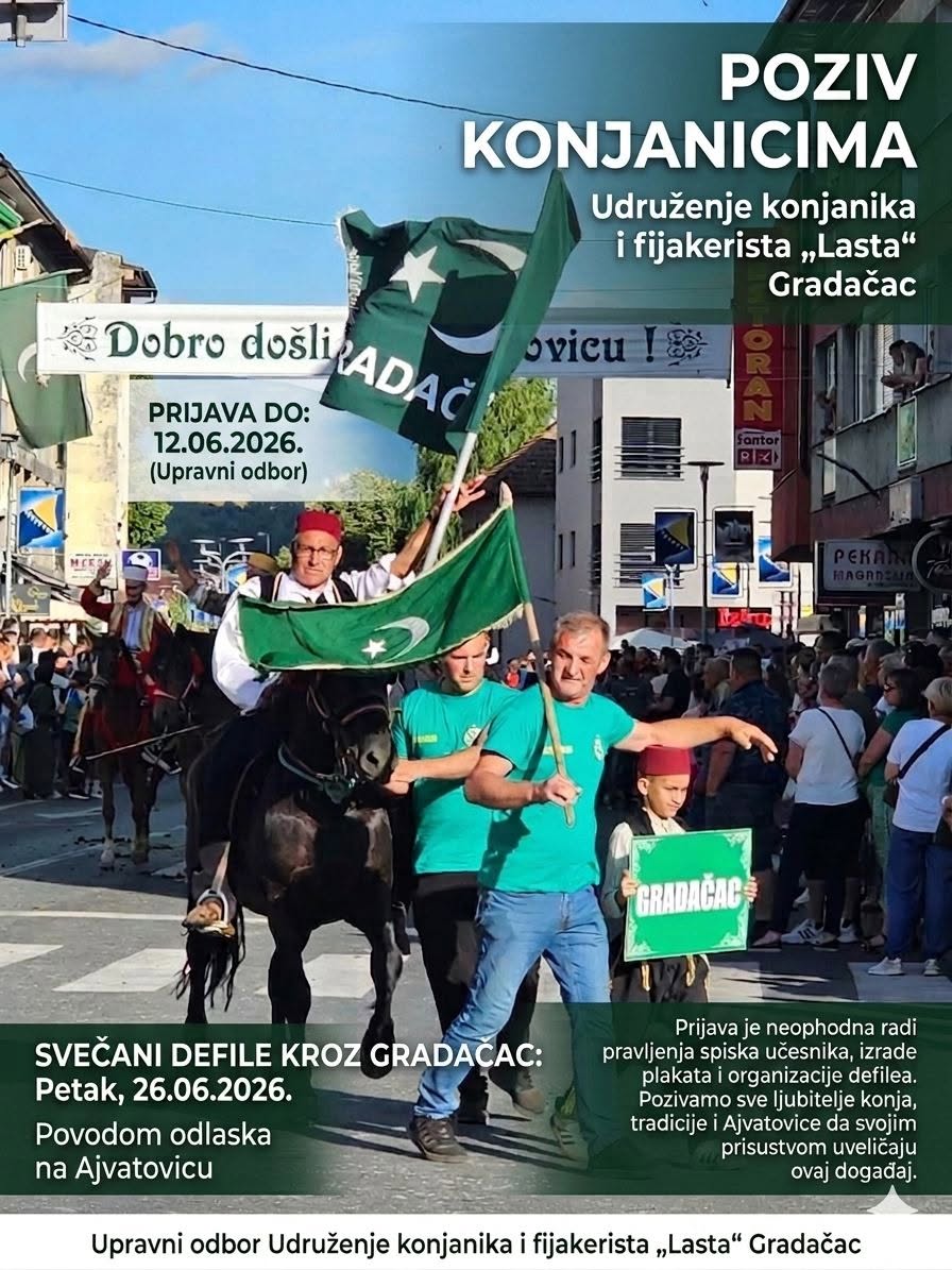 Poziv konjanicima Gradačca za učešće na ovogodišnjoj Ajvatovici