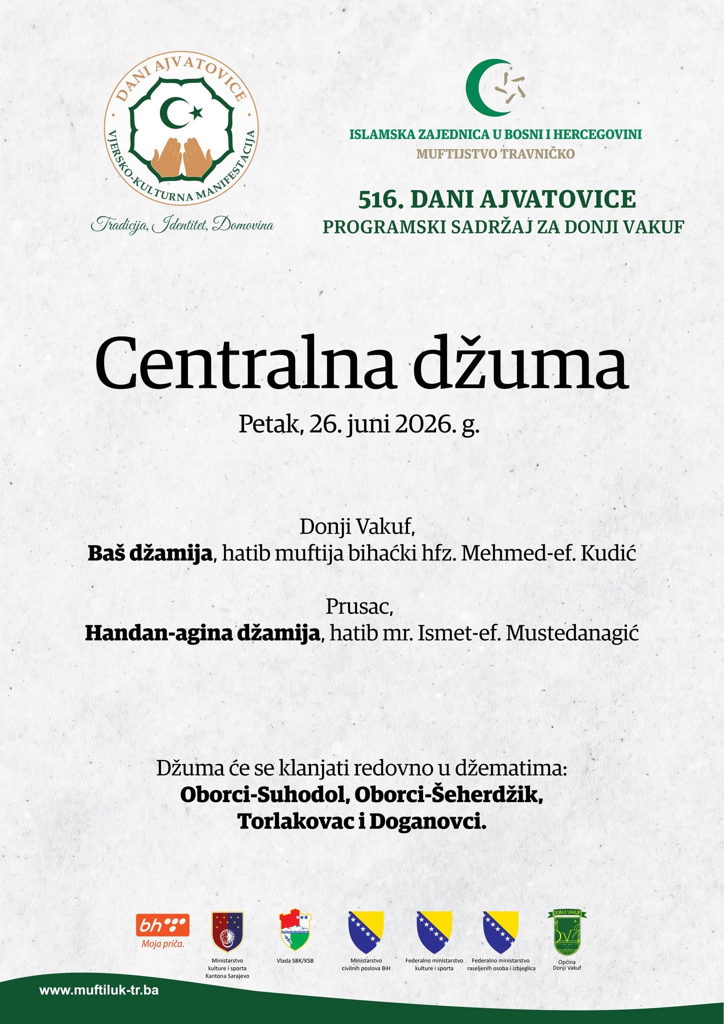 Centralna džuma danas u Donjem Vakufu i Pruscu