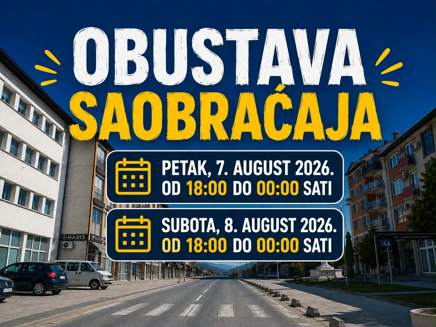 OPĆINA DONJI VAKUF : Odluka o privremenoj obustavi saobraćaja u ul. 14. septembar