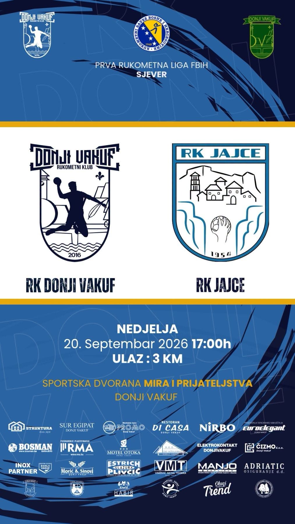 Rukometni klub Donji Vakuf dočekuje ekipu iz Jajca